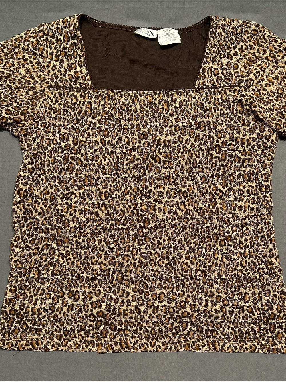 Vintage Y2K East 5th Leopard Print Textured Square Neck Top